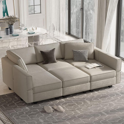 Belffin Modular Velvet Sectional Sofa with Chaise Lounge Sectional Sleeper Sofa with Storage Chaise