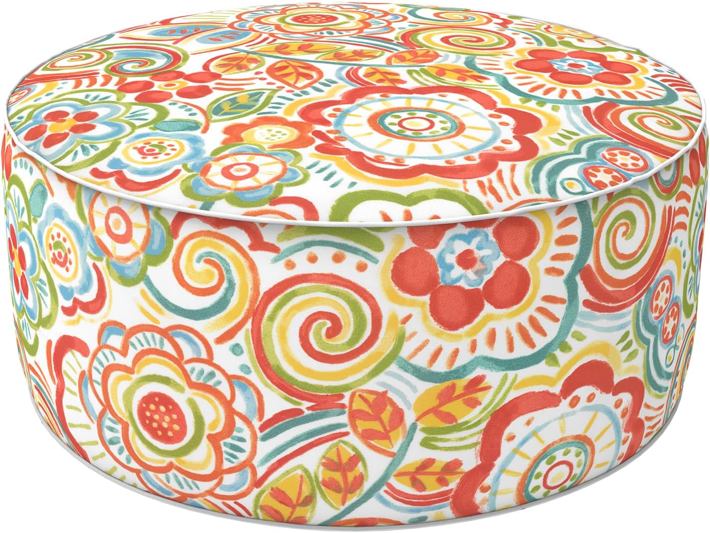 LVTXIII Indoor/Outdoor Inflatable Ottoman, All Weather Round Footrest Stool D21”x H9”, Portable for