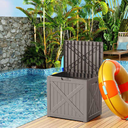 32 Gallon Resin Deck Box, Lockable Outdoor Storage Box for Patio Cushions Storage Furniture,Garden