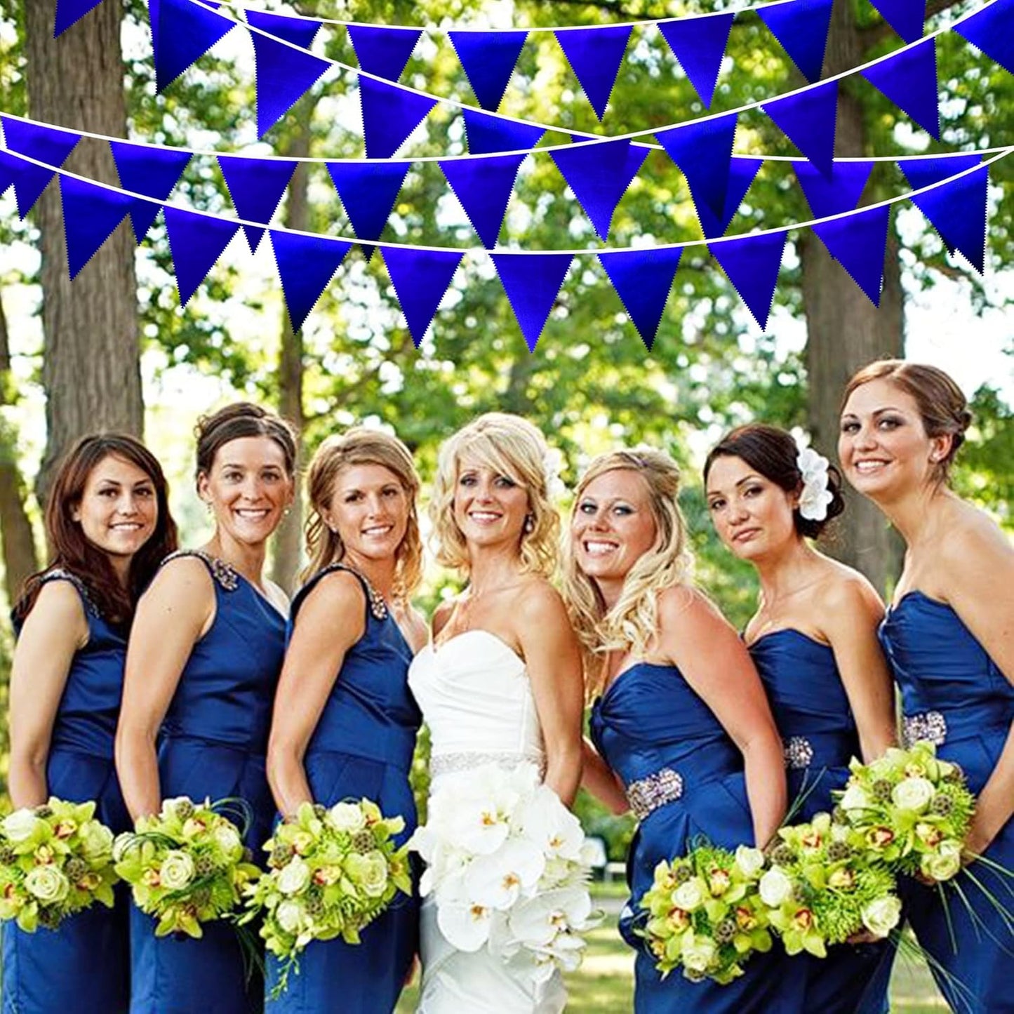Royal Blue Party Decoration Navy Blue Triangle Pennant Banner Flag Dark Blue Metallic Fabric