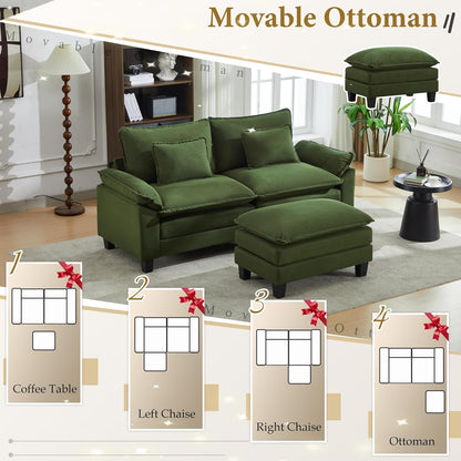 URRED Modular Sectional Sofa Comfy Cloud Couch, Modern Corduroy Sofa Sleeper Deep Seat Couches with