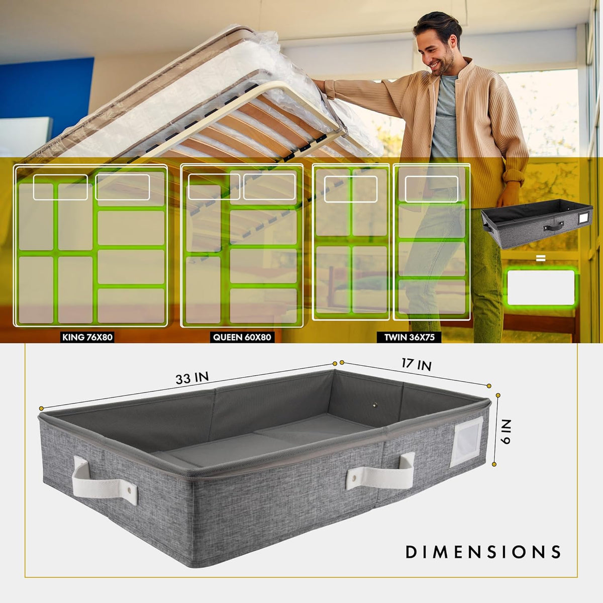 HOMELUX THEORY 2pc Under Bed Storage Containers, Bedroom Under the Bed Drawer Storage Organizer