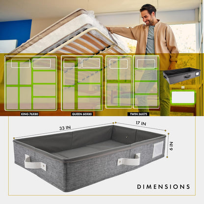 HOMELUX THEORY 2pc Under Bed Storage Containers, Bedroom Under the Bed Drawer Storage Organizer