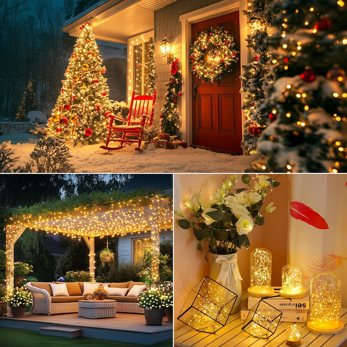 Brightever Outdoor Solar String Lights Waterproof, 6-Pack Total 240FT 600 LED Solar Powered Fairy