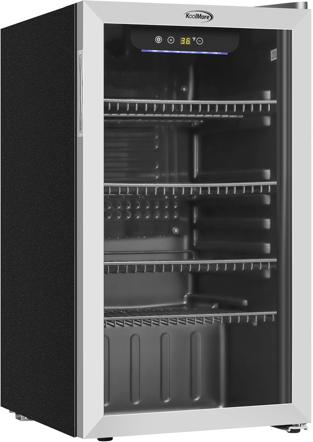KoolMore 18 in. 3.2 Cu. Ft. Beverage Refrigerator Merchandiser with Stainless Steel Trim and Touch