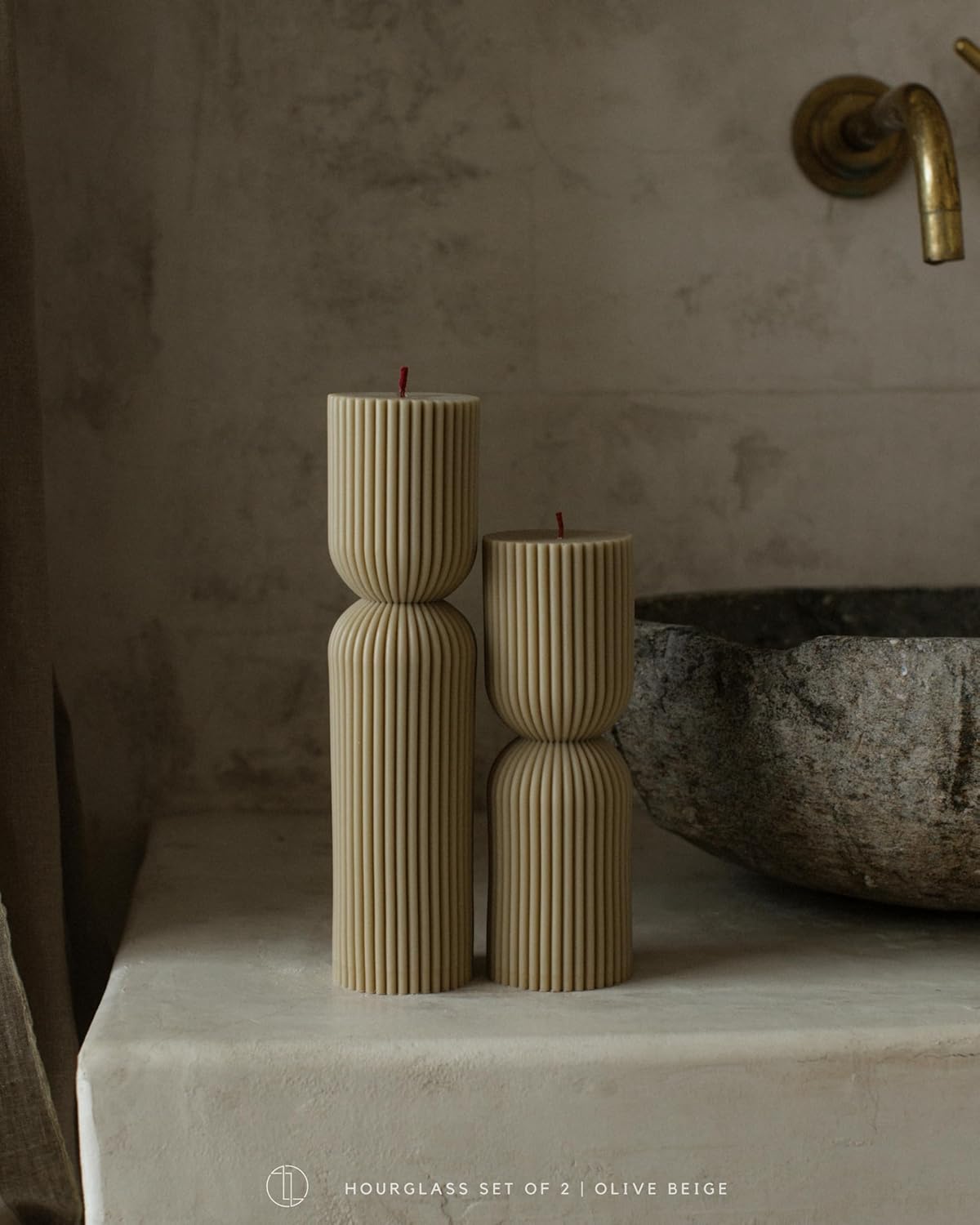 LAWA Hourglass Pillar Candle - Large Beautiful Handmade Pillar Scented Soy Wax Candle Elegant