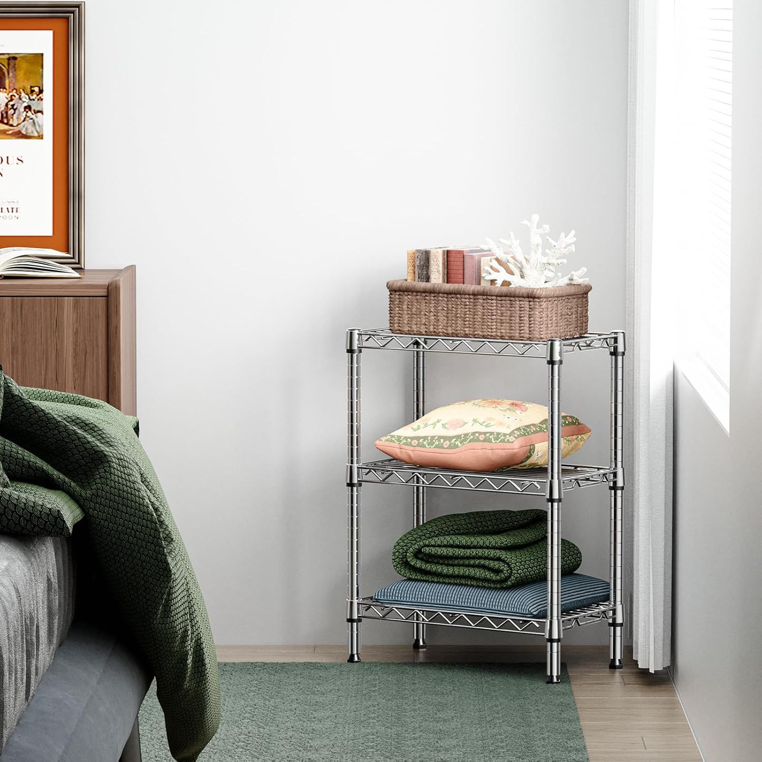 750 lbs 3 Tier Shelf Metal Storage Shelves Wire Rack Closet Organizers with PP Board for Garage