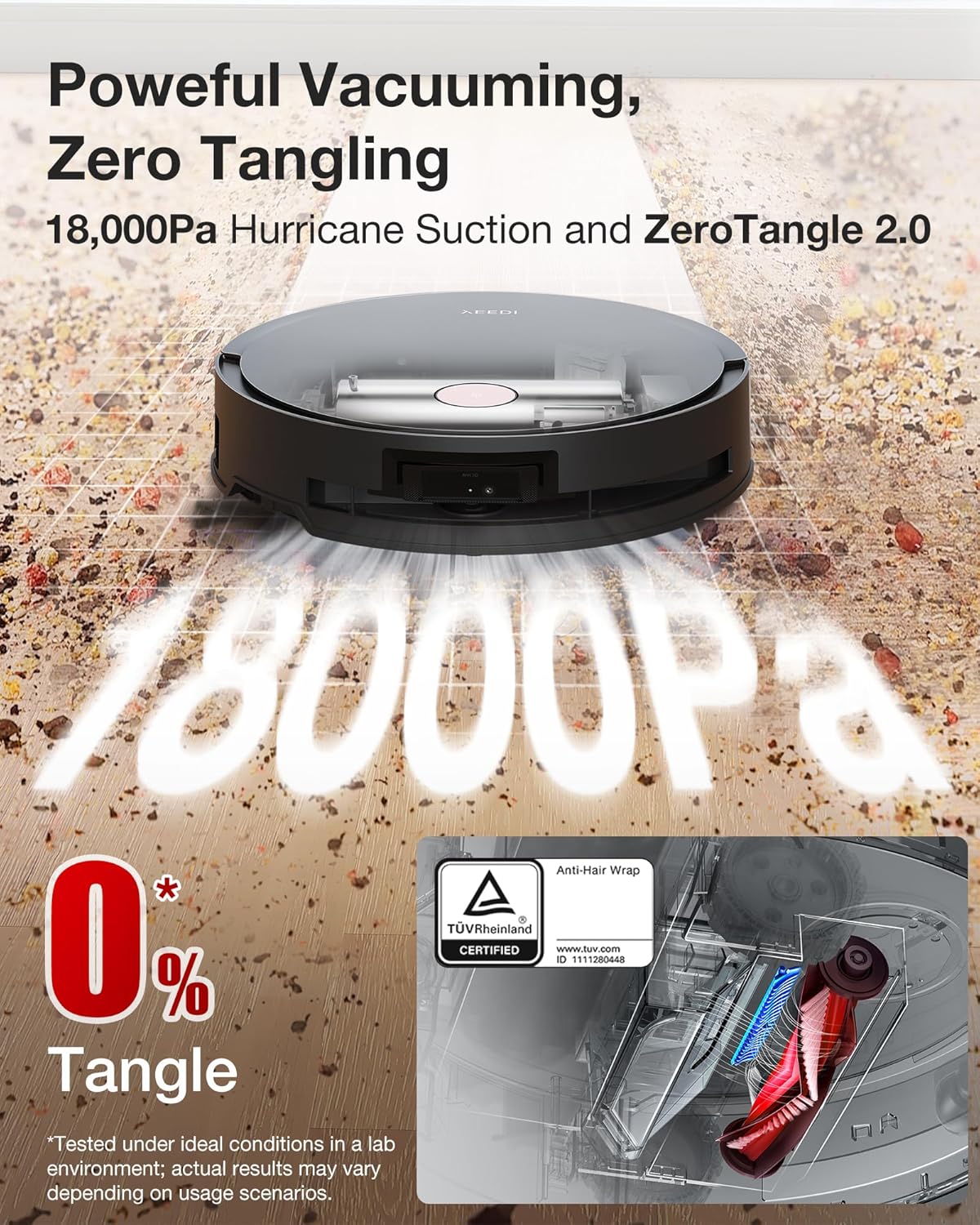 Yeedi S14 Plus Robot Vacuum and Mop, 18,000Pa Suction, OZMO Roller Mopping, ZeroTangle 2.0, TruEdge