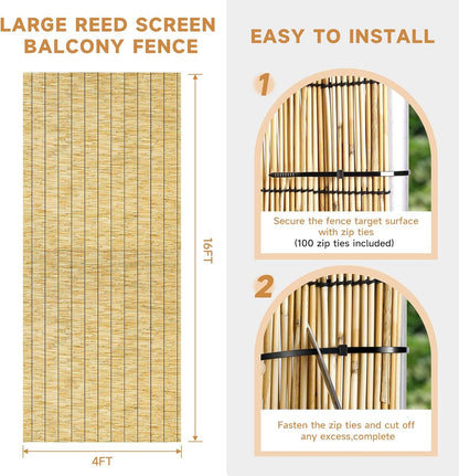 ZNCMRR Bamboo Fencing Decorative Natural Reed Fencing Rolls Bamboo Fence 4 Feet High Privacy Screen