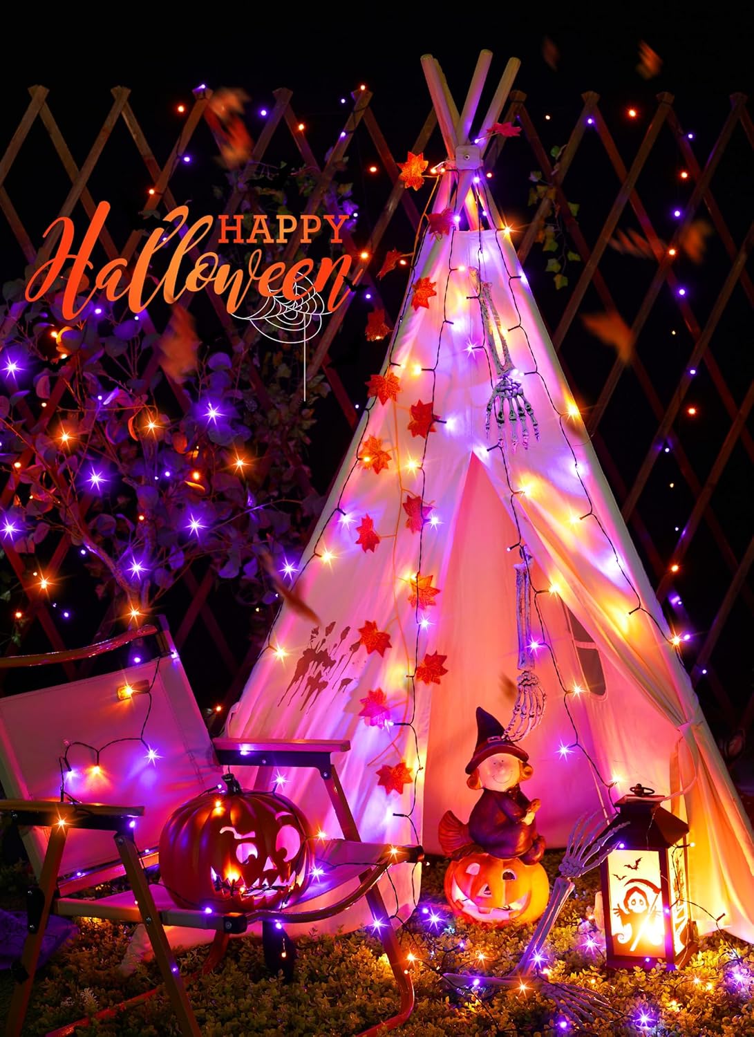 Minetom Halloween Solar Lights Outdoor - 4 Pack Total 160FT 400 LED Halloween String Lights with 8