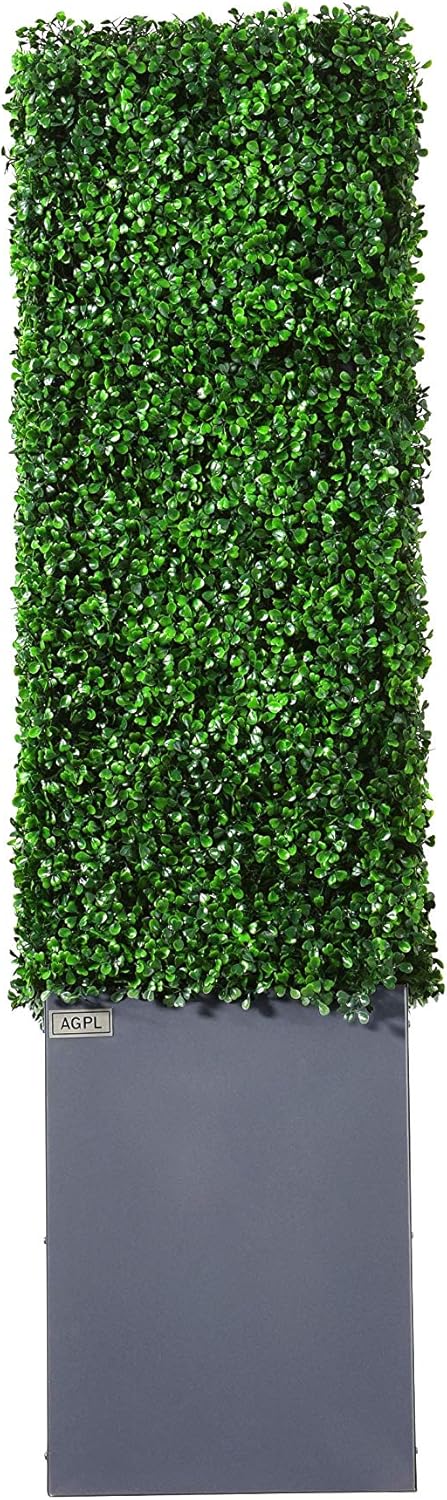 AGPL Upgraded Artificial Boxwood Hedge Wall with Gray Color Planter Room Divider and Privacy Wall
