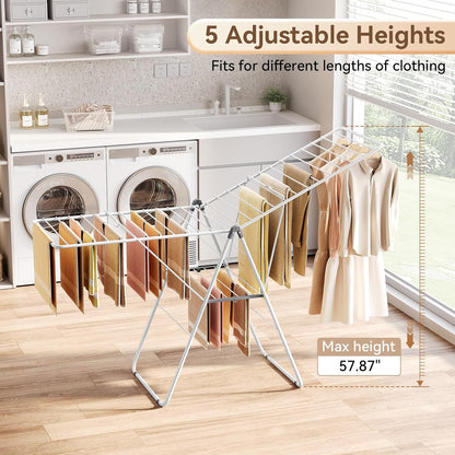 APEXCHASER Clothes Drying Rack, Foldable Drying Rack Clothing, Sturdy Metal Laundry Drying Rack