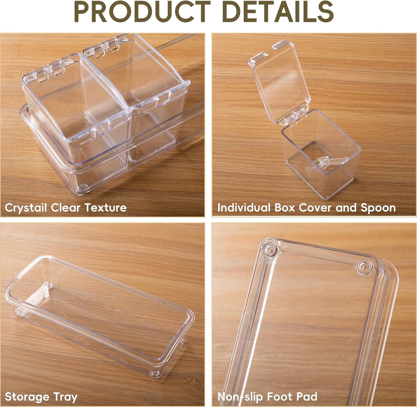 Clear Seasoning Box, 4 Pieces Seasoning Rack Spice Pots, Storage Container Condiment Jars Acrylic