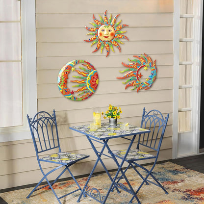 Limygus 3D Print Sun Wall Hanging, Wall Sculpture, Metal Wall Art Indoor/Outdoor Decor - 9”