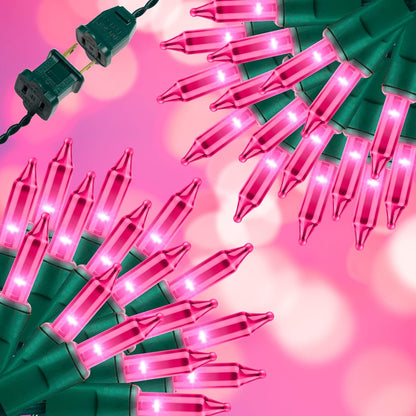 150LIGHTS PINK Extra-Bright With End Connectors Christmas Decorative Lights 9.72m UL Certified Mini