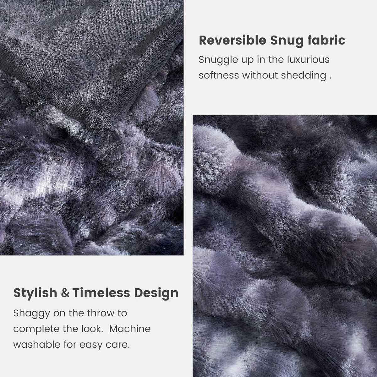 Cozy Bliss Faux Fur Throw Blanket for Couch, Fuzzy Soft Plush Thick Bubble Blanket for Sofa Bedroom