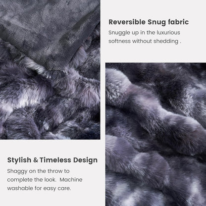 Cozy Bliss Faux Fur Throw Blanket for Couch, Fuzzy Soft Plush Thick Bubble Blanket for Sofa Bedroom