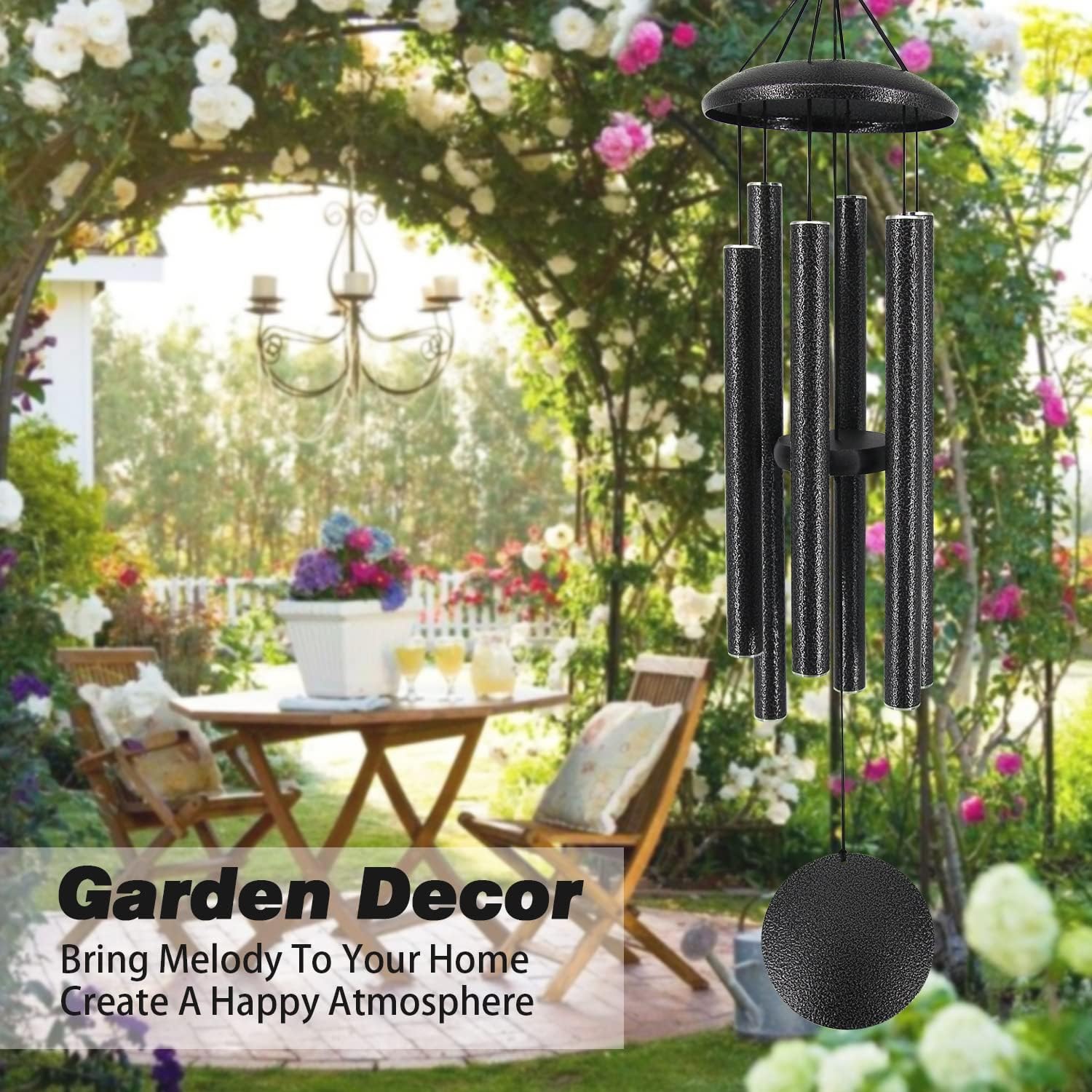 Sympathy Memorial Wind Chimes, 36' with 6 Metal Tubes, Outdoor Deep Tone for Garden, Christmas