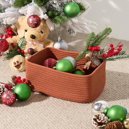 Small Storage Baskets for Organizing | Closet Organizer Bins | Shelf Toy Basket | Woven Rope