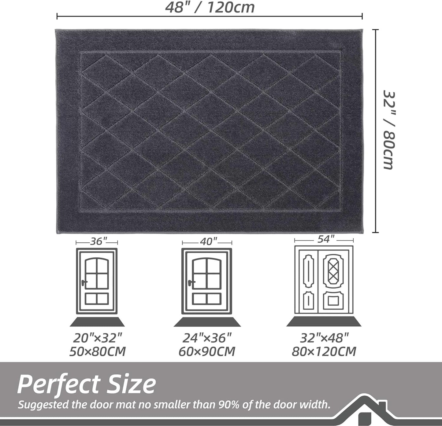 BEQHAUSE Dirt Trapper Door Mat 32" x 48", Doormat Non-Slip Entryway Rugs Washable, Dog Door Mat