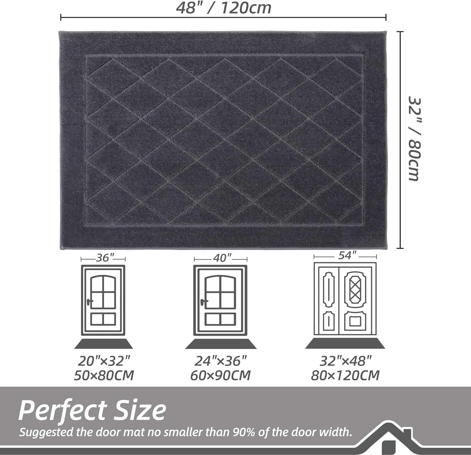 BEQHAUSE Dirt Trapper Door Mat 32" x 48", Doormat Non-Slip Entryway Rugs Washable, Dog Door Mat