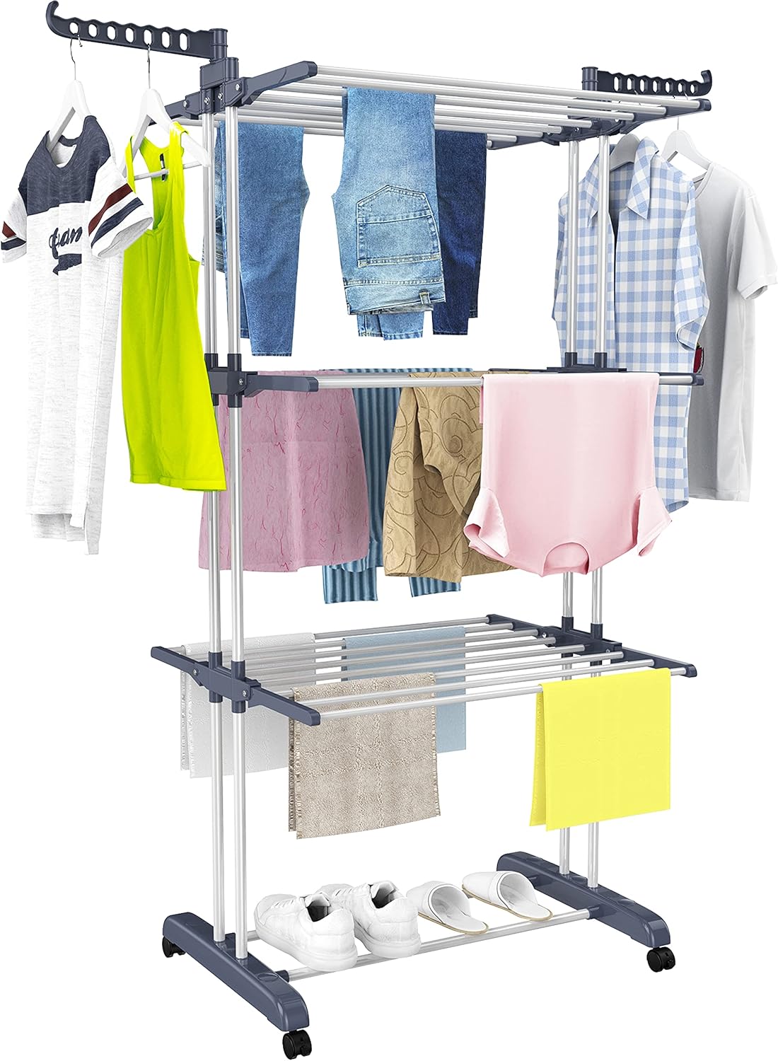 HOMIDEC Clothes Drying Rack, Oversized 4-Tier(67.7" High) Foldable Stainless Steel Drying Rack