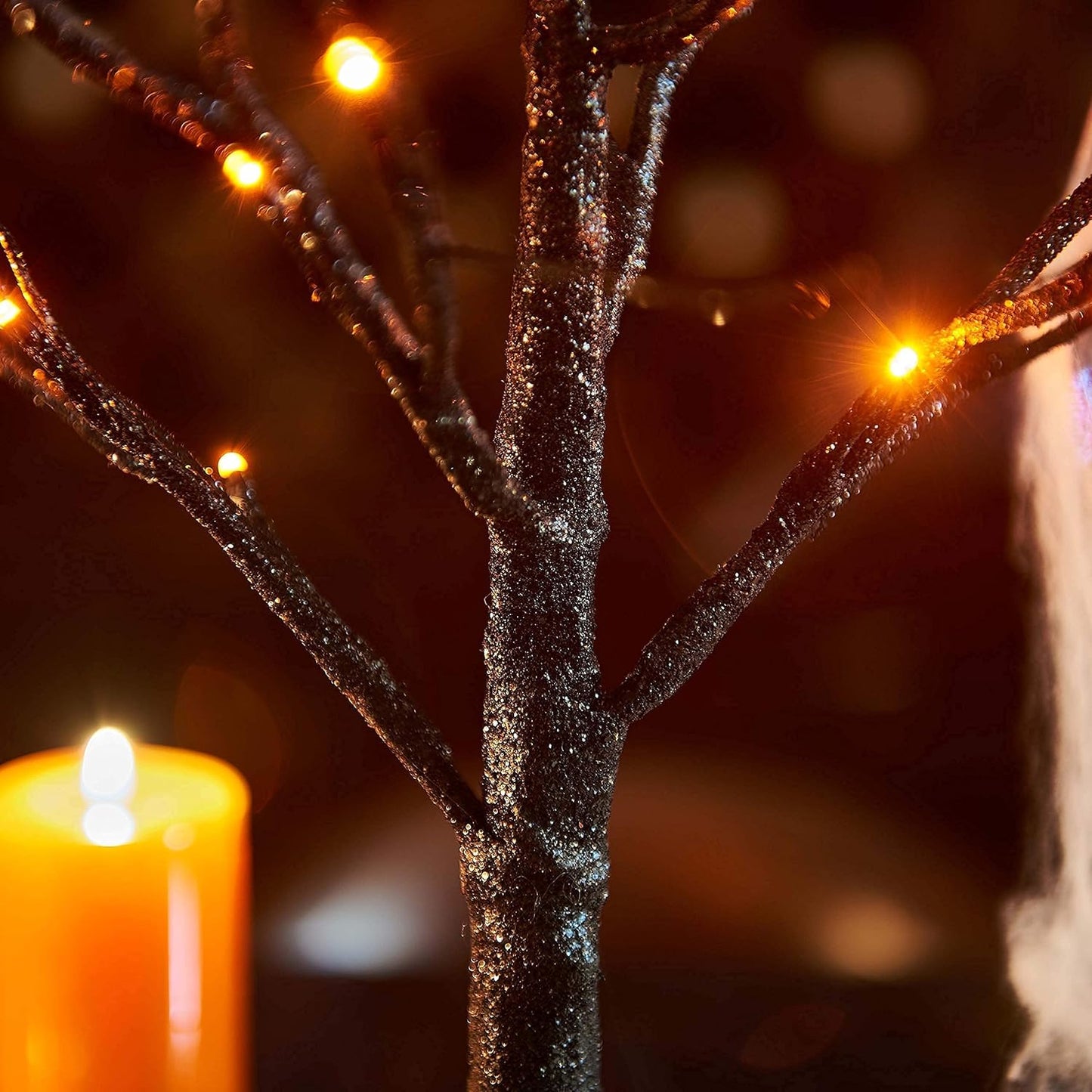 LITBLOOM Lighted Spooky Halloween Tree with Timer Battery Operated or USB Plug in, Pre-lit Black