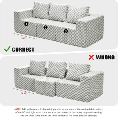 Modular Sectional Sofa 3-Seater Modular Couch with Deep Seat Memory Foam Cloud Chair with Pillows