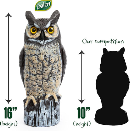 Dalen Large Fake Owl Decoy to Scare Birds Away - Garden Scarecrow Provides Natural Pest Control