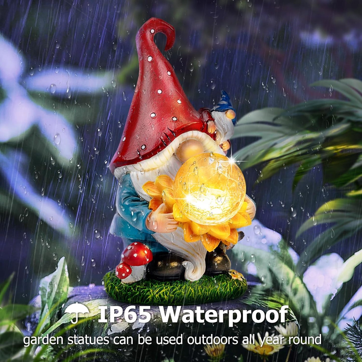 Solar Gnomes Garden Decor Outdoor Statues, Gnomes Gardening Gifts for Women Mom, Gnomes Decorations