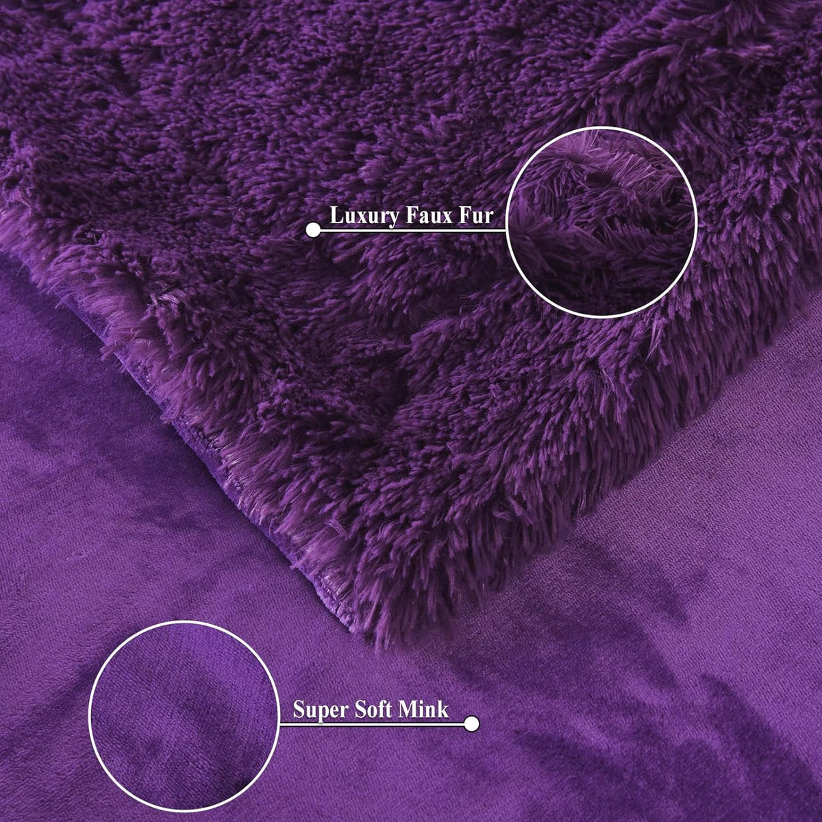 GONAAP Fuzzy Faux Fur Throw Blanket Purple Super Soft Cozy Plush Fuzzy Shaggy Blanket for Couch
