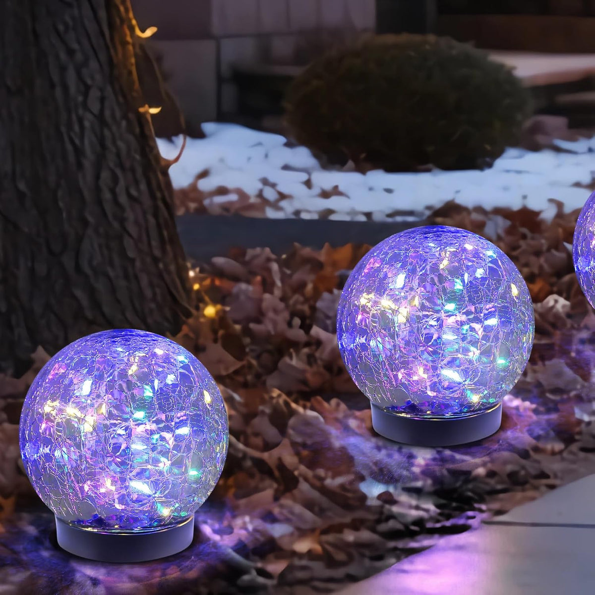 Solar Globe Lights Outdoor Waterproof-Solar Balls-Solar Garden Lights-Orbs for Outside 2 Pack