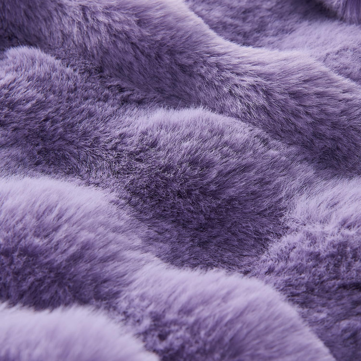 Lotus Karen Faux Fur Throw Blanket Purple - Big Bubble Rabbit Fluff Blanket for Couch Bed