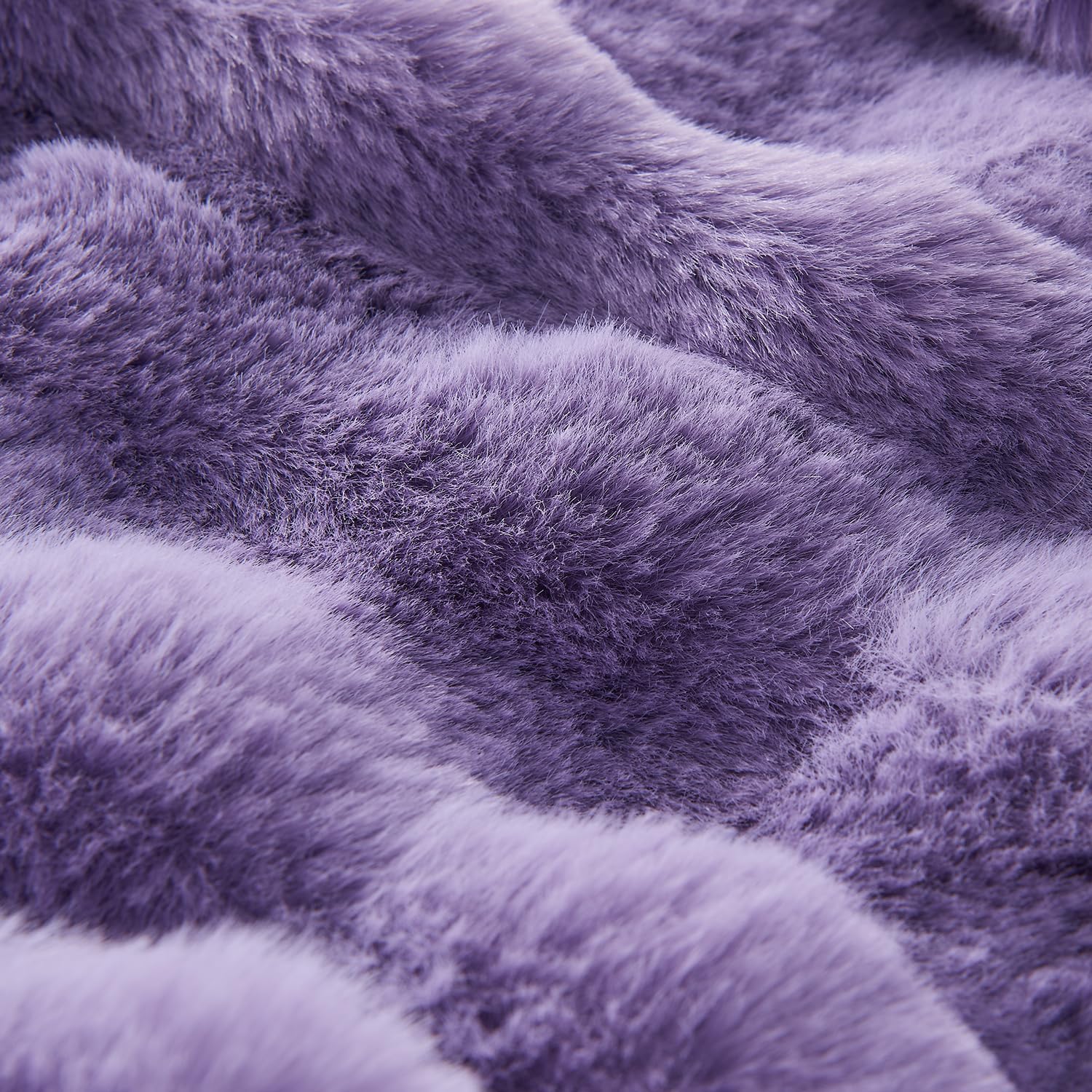 Lotus Karen Faux Fur Throw Blanket Purple - Big Bubble Rabbit Fluff Blanket for Couch Bed