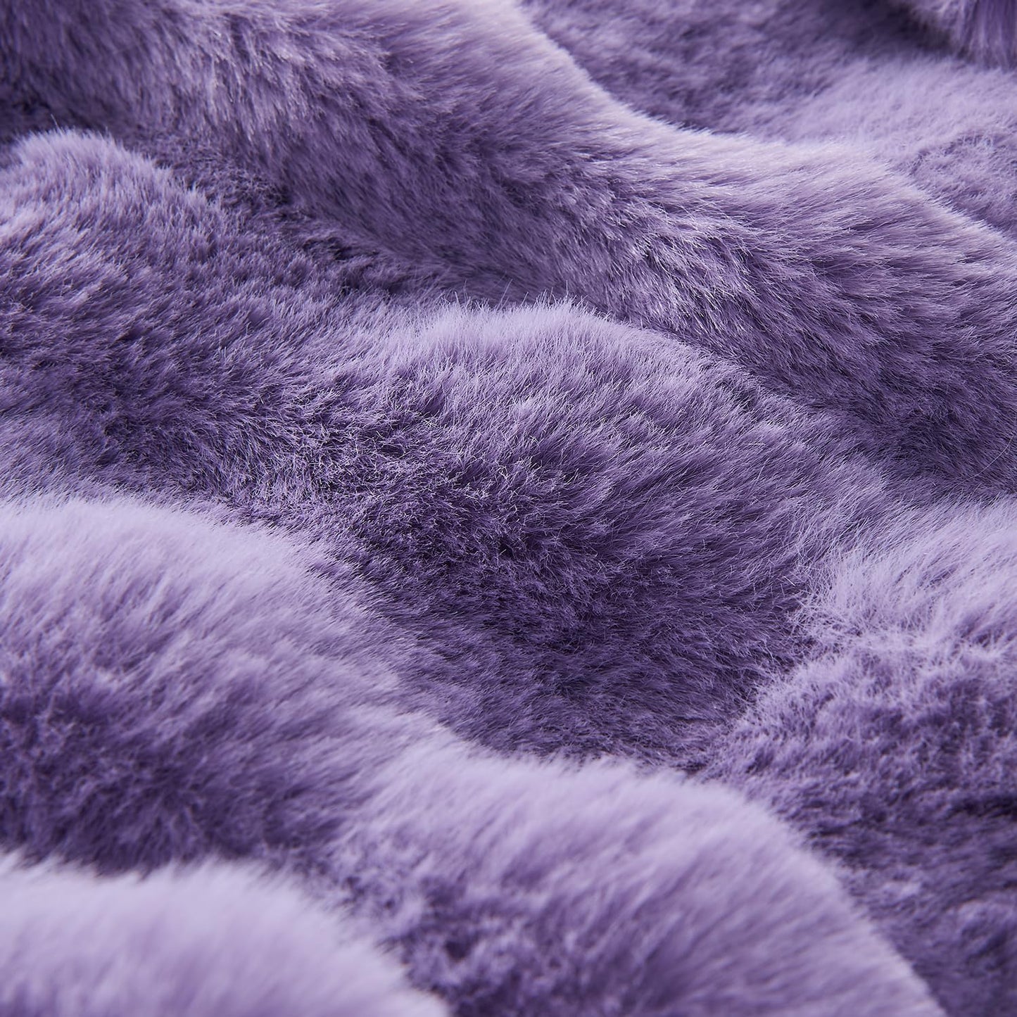 Lotus Karen Faux Fur Throw Blanket Purple - Big Bubble Rabbit Fluff Blanket for Couch Bed