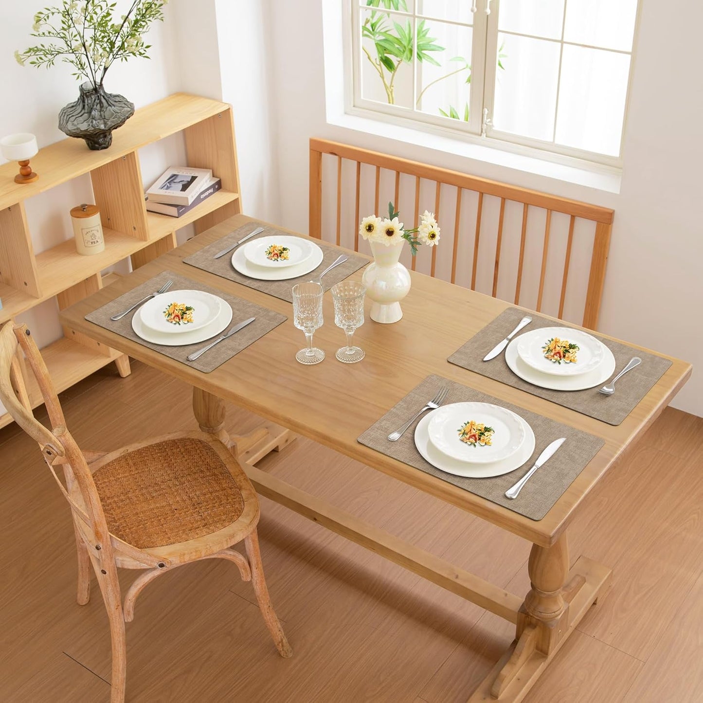 FROMHEART Faux Leather Placemats Set of 4–Waterproof,Heat/Oil Stain-Resistant PU Table