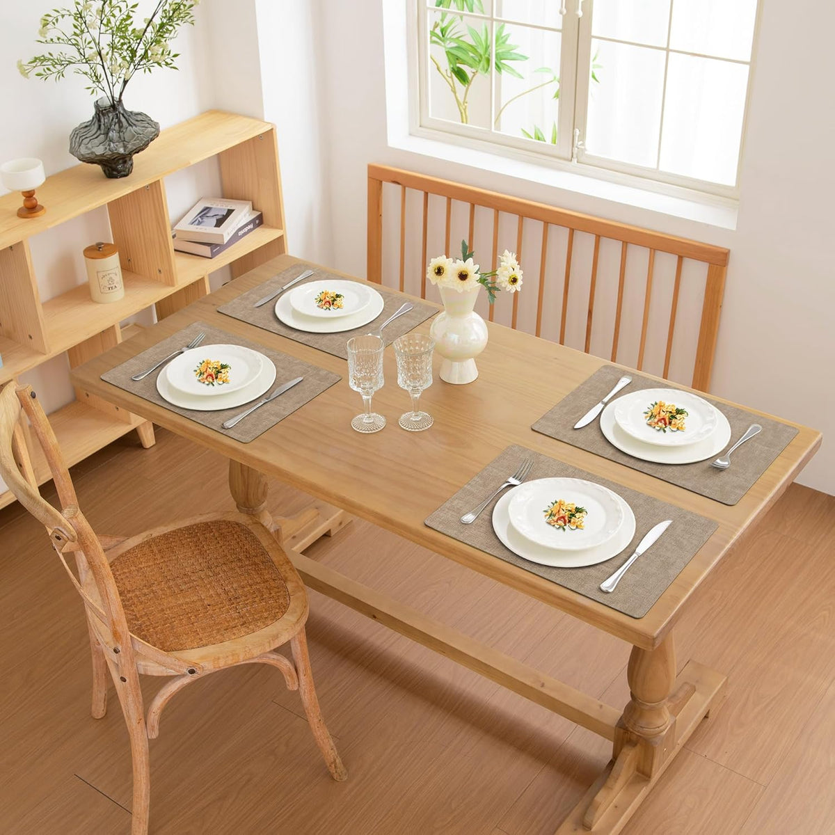 FROMHEART Faux Leather Placemats Set of 6–Waterproof,Heat/Oil Stain-Resistant PU Table