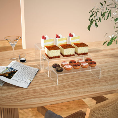 Clear Riser Shelf 3pcs, Desktop Rectangular Acrylic Display Shelves Organizer, Acrylic Stands for
