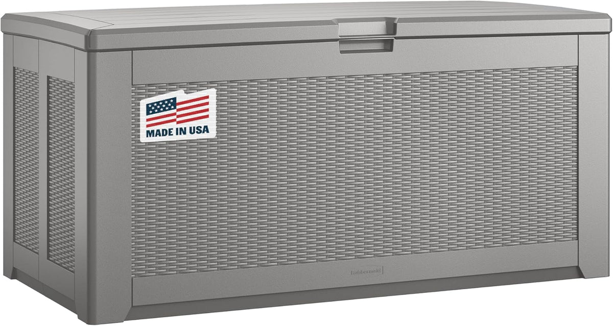 Rubbermaid Extra Large Resin Outdoor Storage Deck Box (134 Gal), Weather Resistant, Gray, Deck
