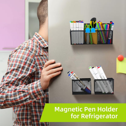 Neudeco Magnetic Pencil Holder, Locker Shelf Organizer, Metal Storage Basket for Whiteboard