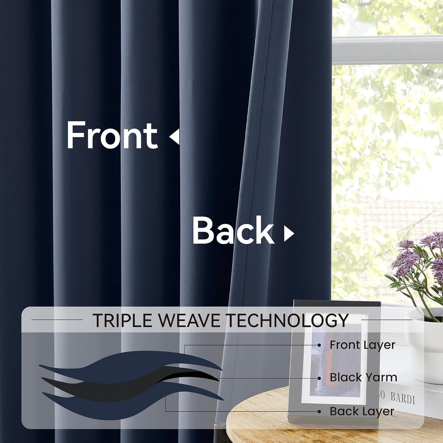 KangBang Navy Blue Room Darkening Curtains 108 Inches Long, Pinch Pleat Light Blocking Elegant