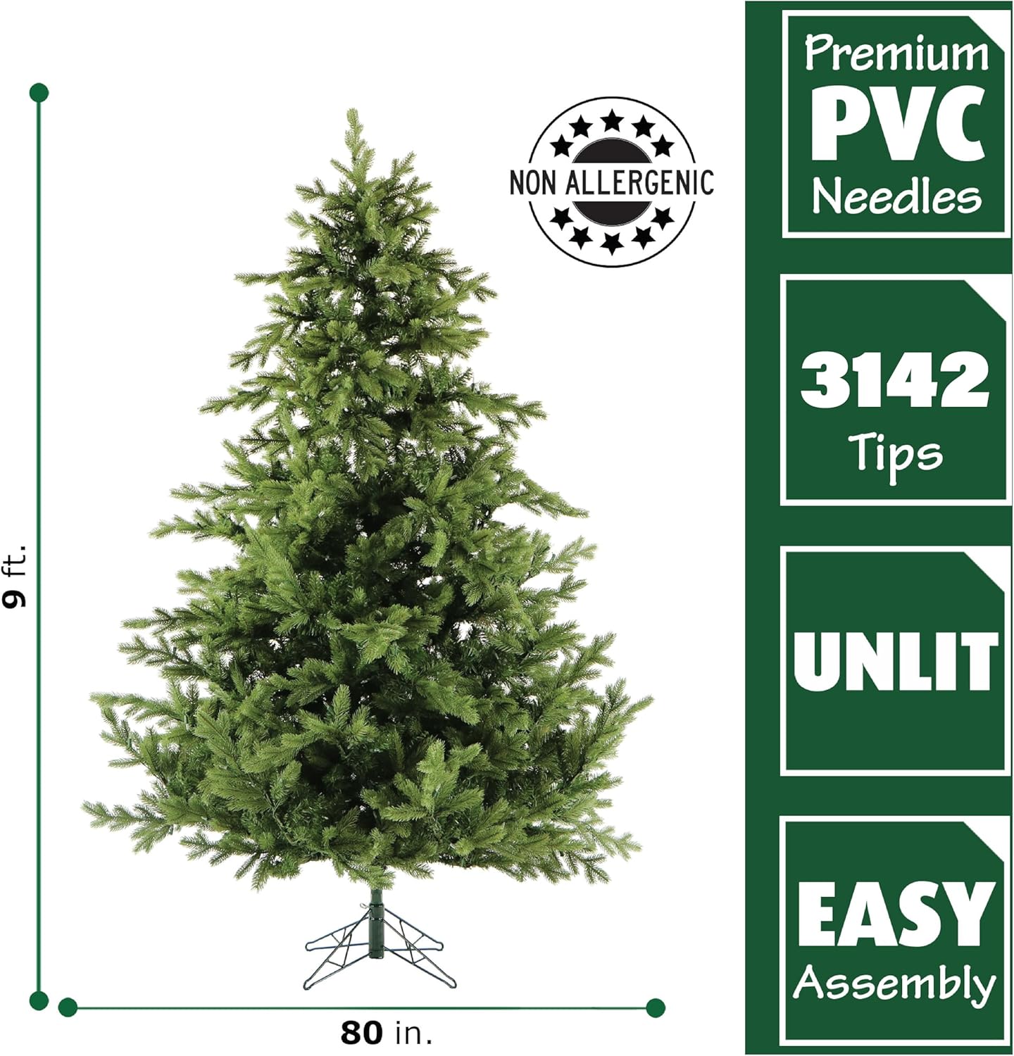 Fraser Hill Farm 9-Ft. Foxtail Pine Artificial Christmas Tree with Stand and No Lights, Unlit