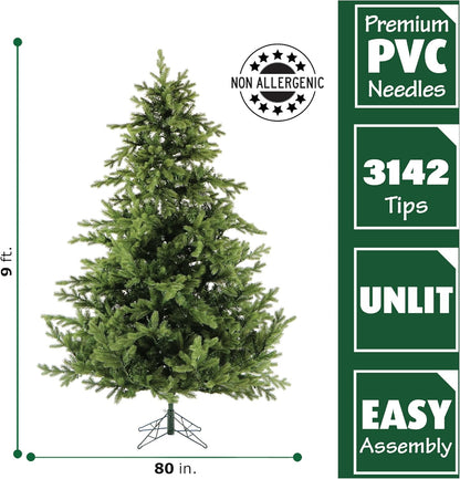 Fraser Hill Farm 9-Ft. Foxtail Pine Artificial Christmas Tree with Stand and No Lights, Unlit