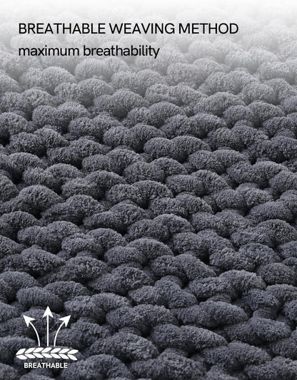YnM Chunky Throw Blanket, Medium-Weight, Hand Knitted with Chenille Yarn, Skin Friendly, Ventilated