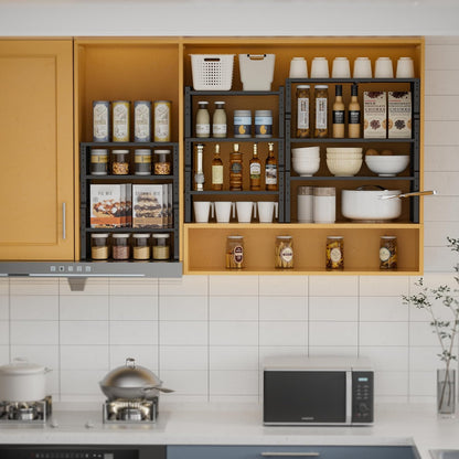 Expandable,Stackable Spice Rack,Seasoning Organizer and Storage,Spices Jar Racks for