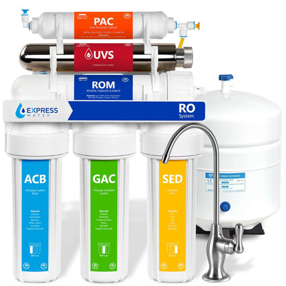 Express Water Ultraviolet Reverse Osmosis Water Filtration System – 6 Stage RO UV Water Filter with