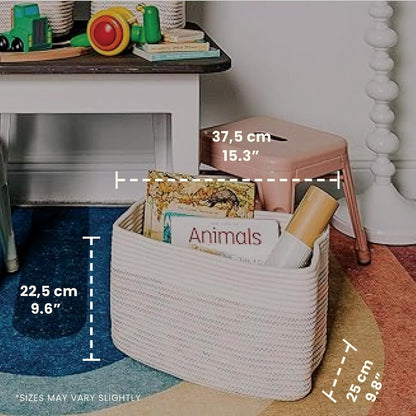 OrganiHaus Set of 3 Woven Storage Baskets for Organizing, Cotton Rope Organizer Bins for Shelves