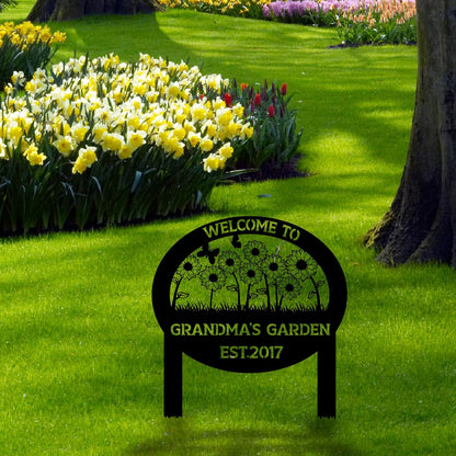 Personalized Metal Garden Sign with Stake, Custom Flowers Garden Decor for Outdoor, Custom Family
