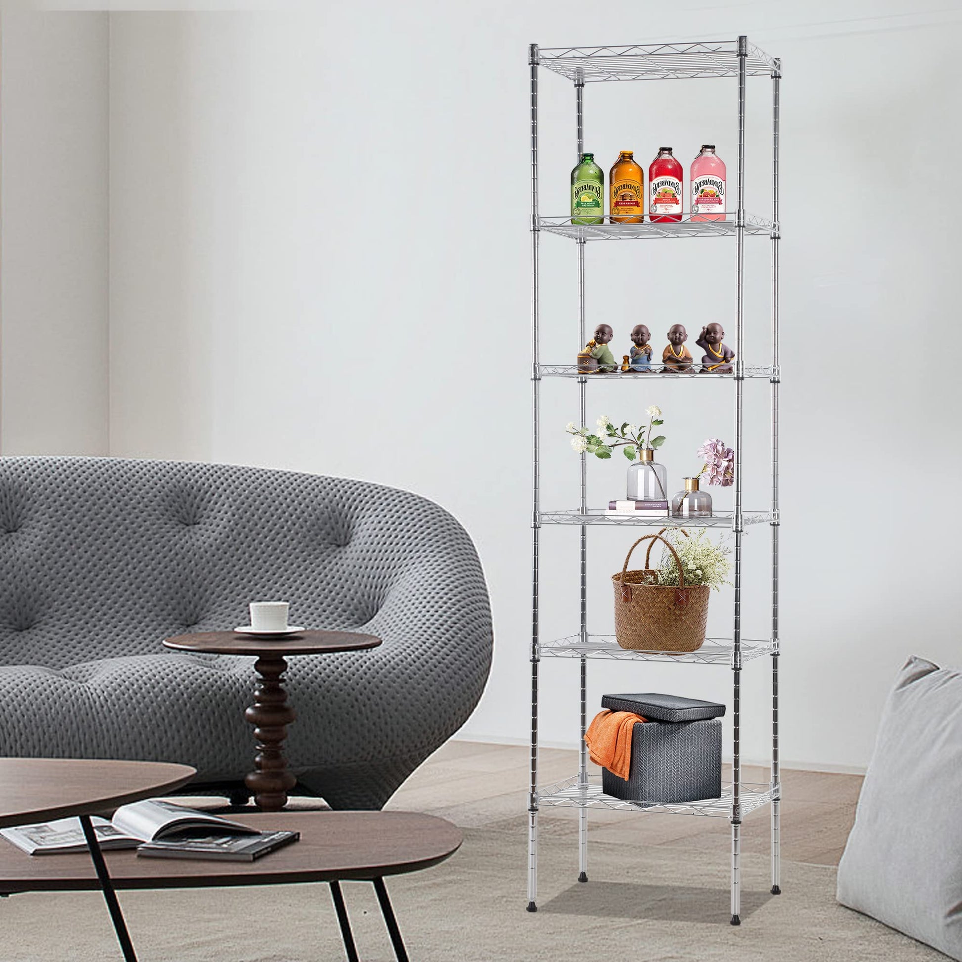 FDW 6 Tier Wire Shelving 17L x 12W x 64H Pantry Shelves Storage Rack Shelving Units Adjustable