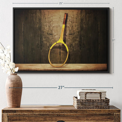 ElephantStock Vintage Tennis Racket Wall Art - Horizontal Framed Canvas - 1-Piece Living Room Wall